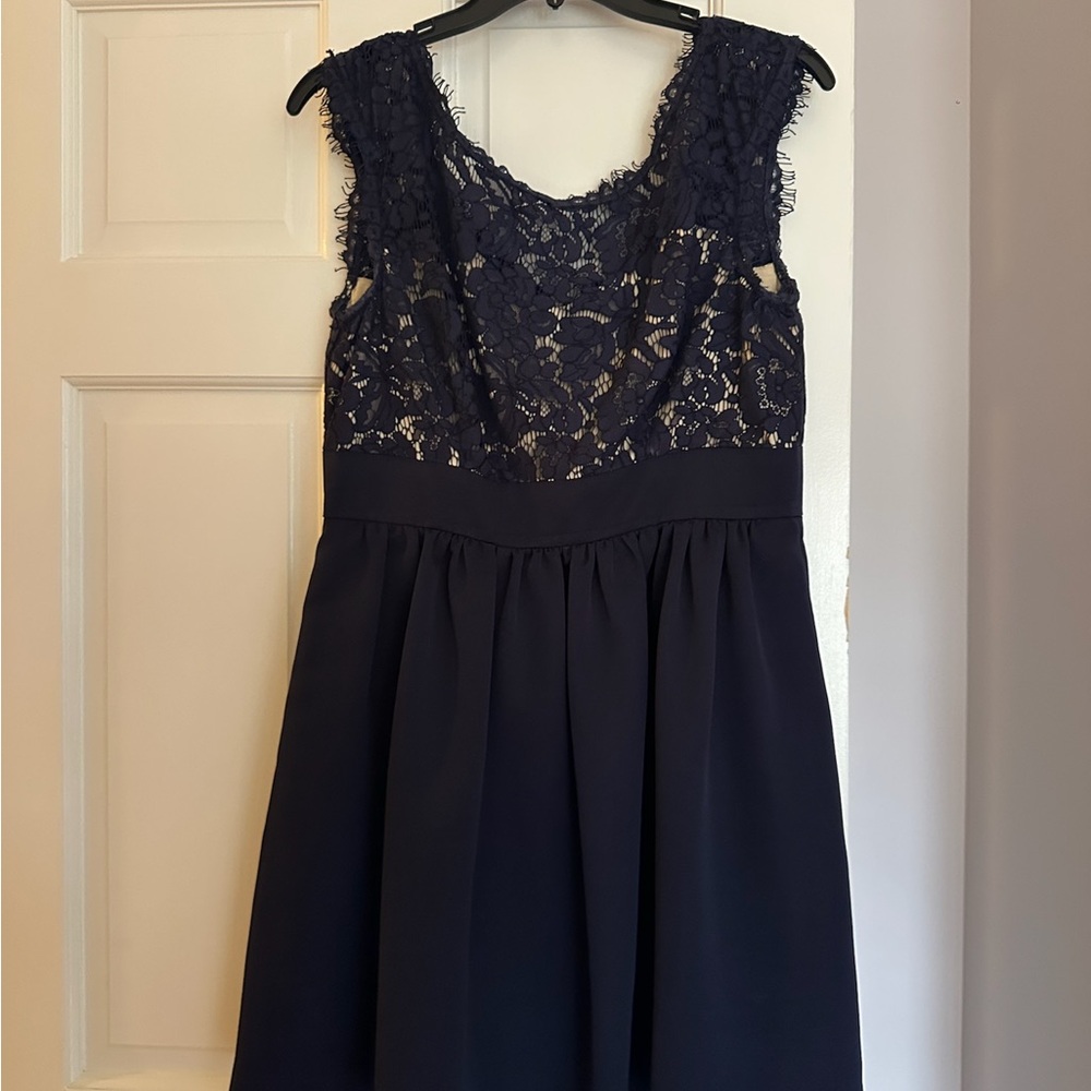 Eliza J Navy and Cream Lace Dress